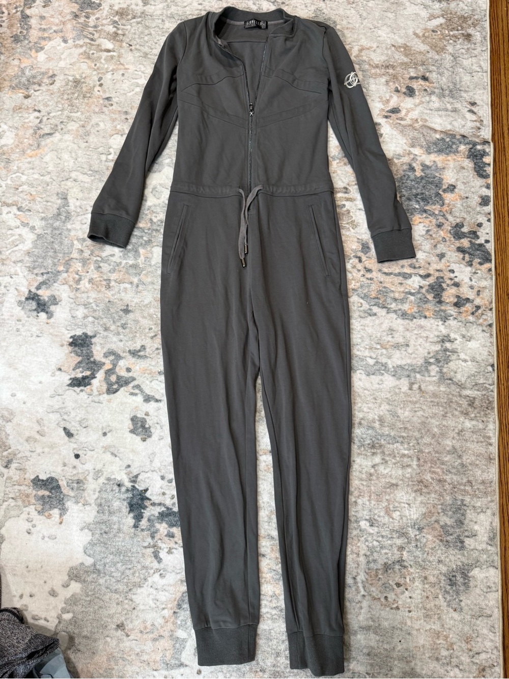 Love Dark Gray Zip-Front Long Sleeve Jumpsuit